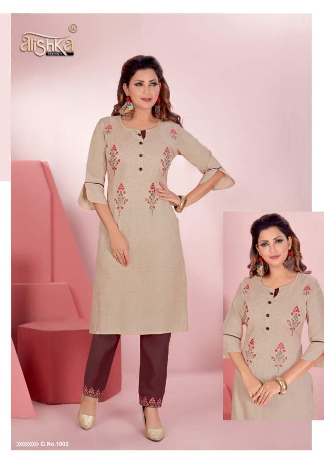 Alishka Senorita Latest Fancy Ethnic Wear Embroidery Kurti With Pant Collection